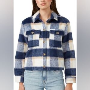 NWT Lissandra Cropped Shacket (Blue/Tan) - Buffalo Jeans